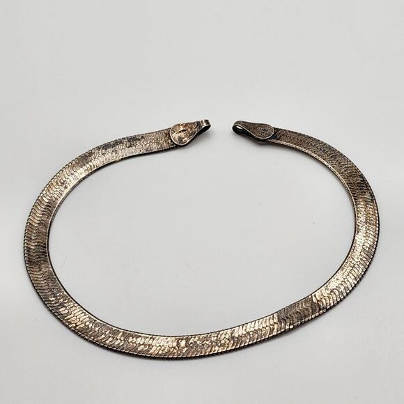 Vintage Sterling Silver Herringbone Bracelet - Picture 2 of 4